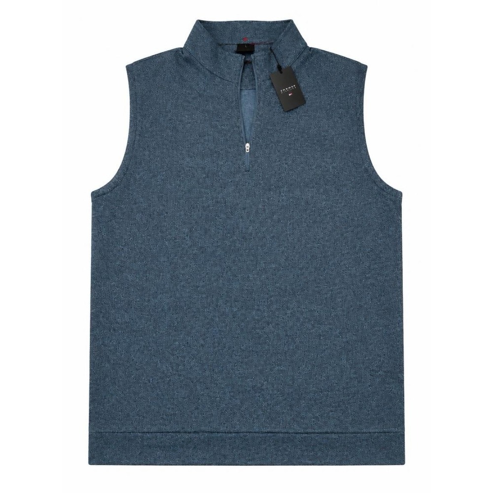 Dunning Golf Performance Quarter Zip Vest Heathered Blue Gray XXL D7F22V962